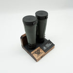 Pre-owned Vortex Kaibab HD 18x56 binoculars, objective side, three-quarter view on Vortex retail block - The Lookout, Prescott AZ
