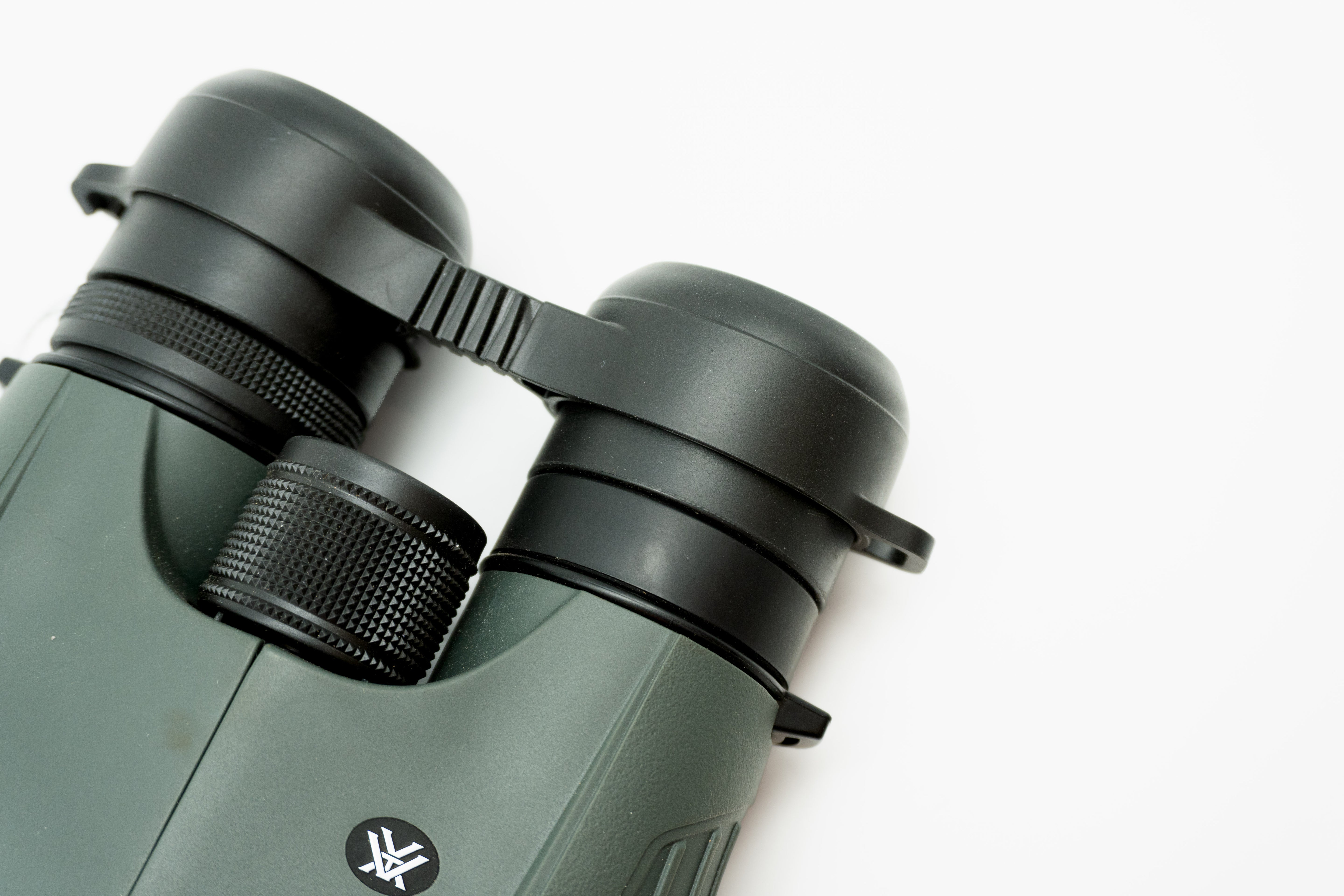Pre-owned Vortex Kaibab HD 18x56 binoculars, objective side, three-quarter view on Vortex retail block - The Lookout, Prescott AZ