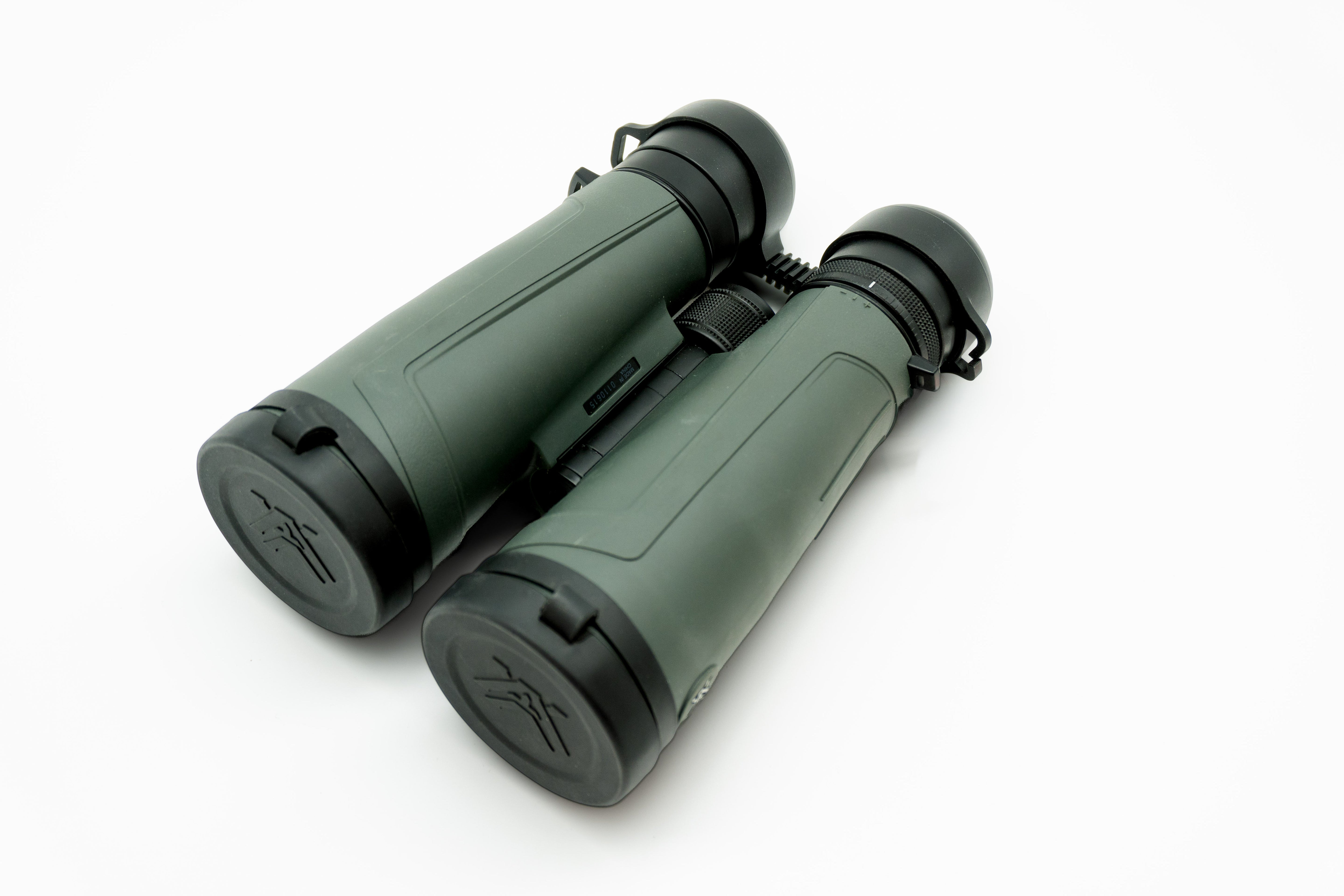 Pre-owned Vortex Kaibab HD 18x56 binoculars, objective side, three-quarter view on Vortex retail block - The Lookout, Prescott AZ