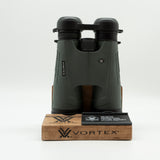 Pre-owned Vortex Kaibab HD 18x56 binoculars, objective side, three-quarter view on Vortex retail block - The Lookout, Prescott AZ