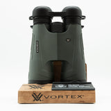 Pre-owned Vortex Kaibab HD 18x56 binoculars, objective side, three-quarter view on Vortex retail block - The Lookout, Prescott AZ