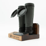 Pre-owned Vortex Kaibab HD 18x56 binoculars, objective side, three-quarter view on Vortex retail block - The Lookout, Prescott AZ